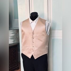 Bamboo Champagne Beige Satin Closed Back Vest Wedding Prom Men’s M Medium